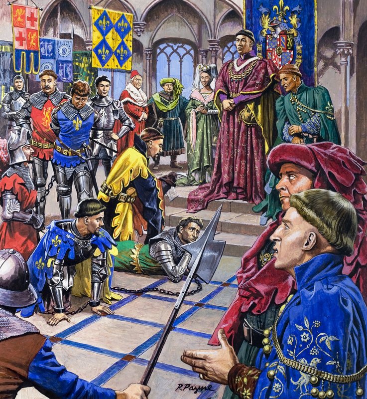 Muži, kteří vládli Burgundsku, z knihy "Dynastie osudu" (kvaš na papíře) od Roger Payne