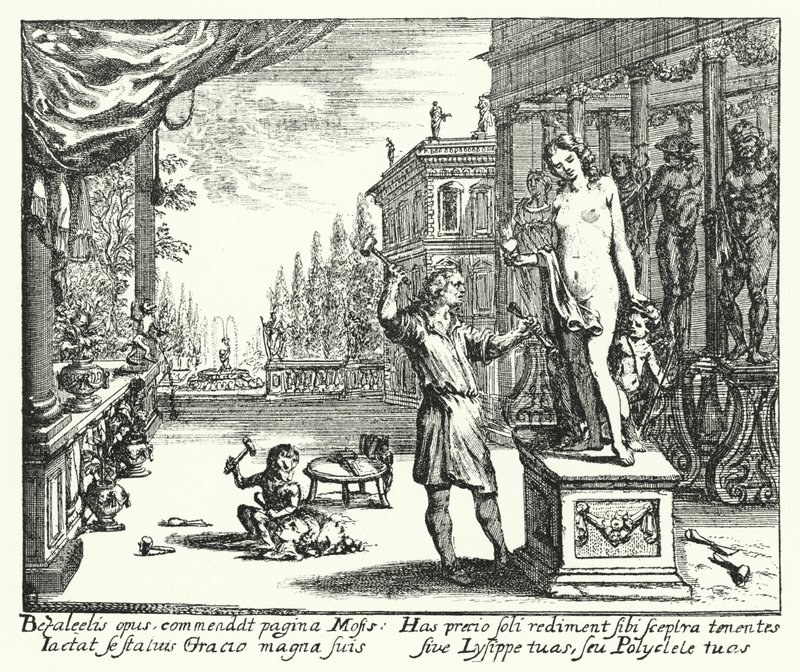 Sochařství (rytina) od Romeyn de (after) Hooghe