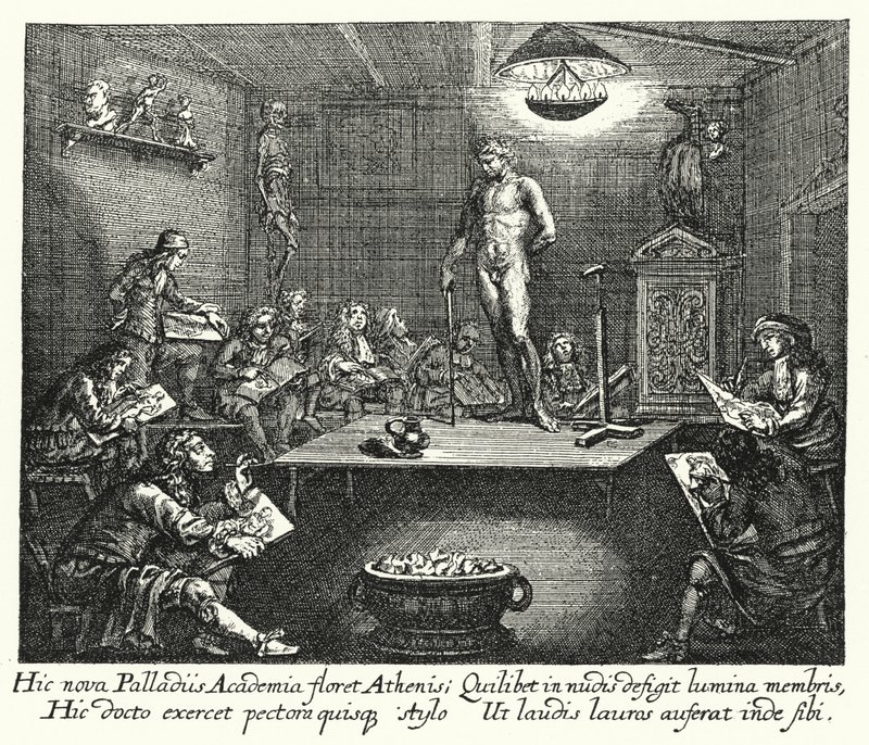 Akademie (rytina) od Romeyn de (after) Hooghe