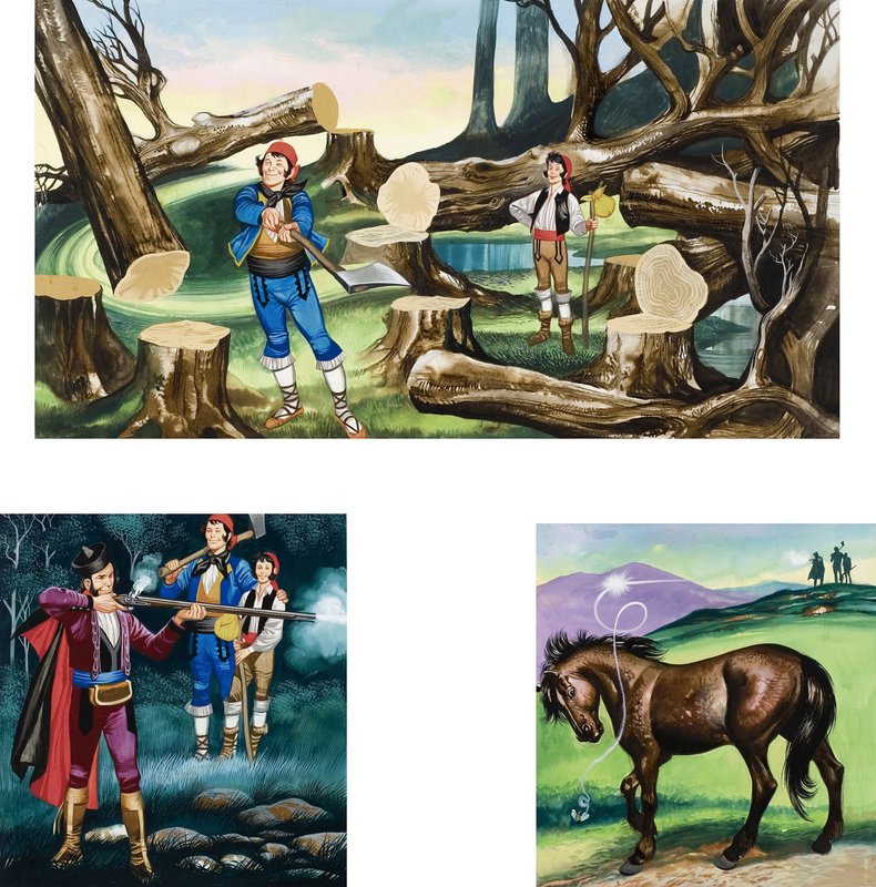 Ilustrace k filmu Michael a mocní muži od Ron Embleton