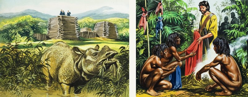 Marco Polo na Sumatře (kvaš na papíře) od Ron Embleton