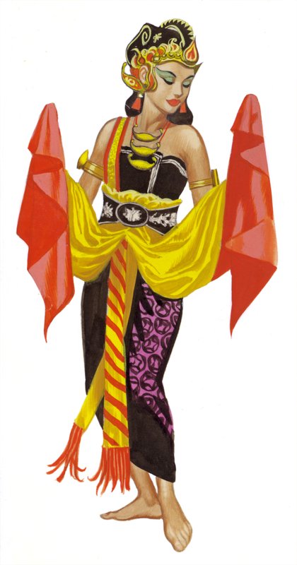 Mata Hari tančí (kvaš na papíře) od Ron Embleton