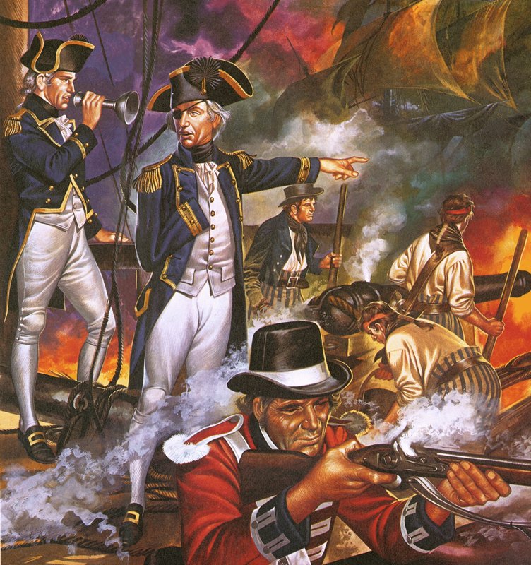 Nelson v bitvě u Trafalgaru od Ron Embleton