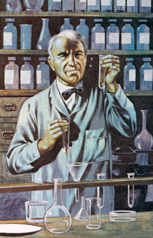 Thomas Alva Edison, americký vynálezce a podnikatel (barevná litografie) od Ron Embleton