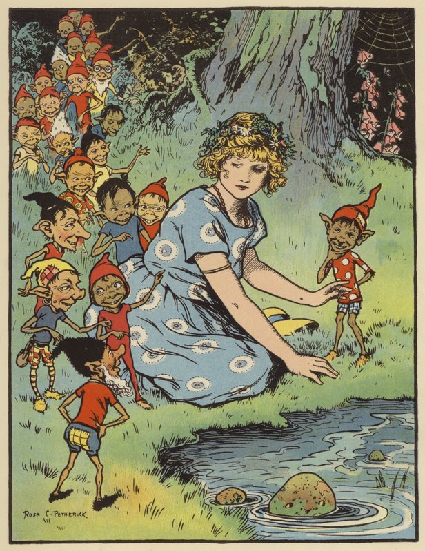 Dívka obklopená skřítky (barva litho) od Rosa Petherick