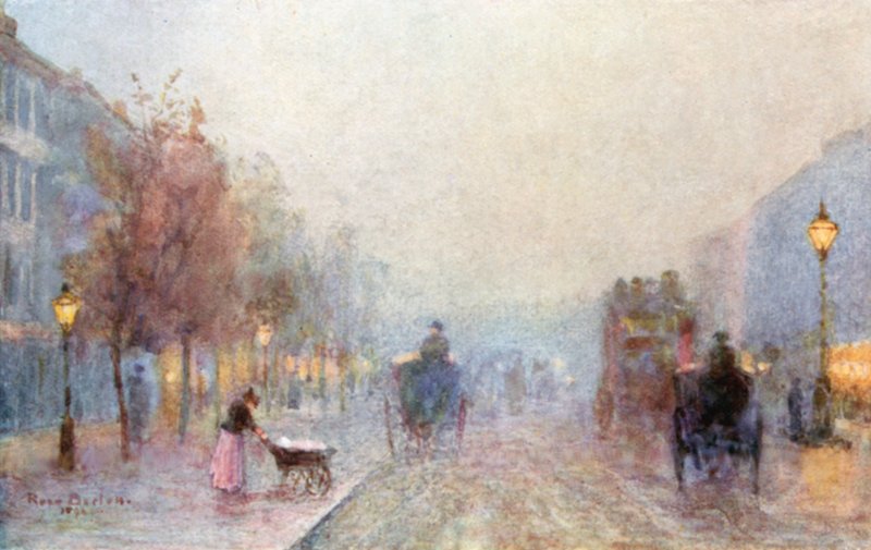 Brompton Road za mlhavého večera od Rose Maynard Barton