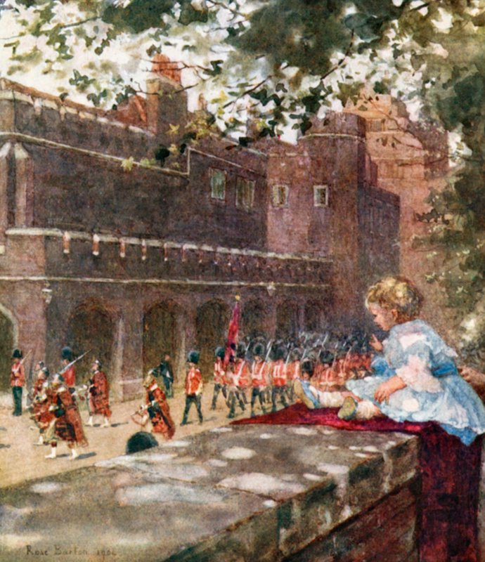 Jeho královská výsost princ George z Walesu sleduje skotskou gardu z Marlborough House od Rose Maynard Barton