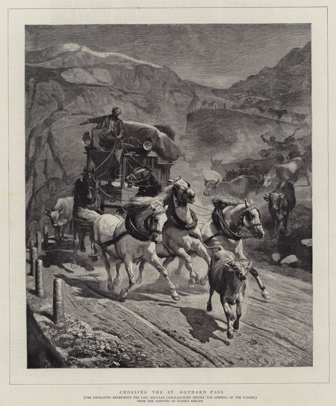 Přejezd průsmyku Svatého Gotharda od Rudolf Johann Koller