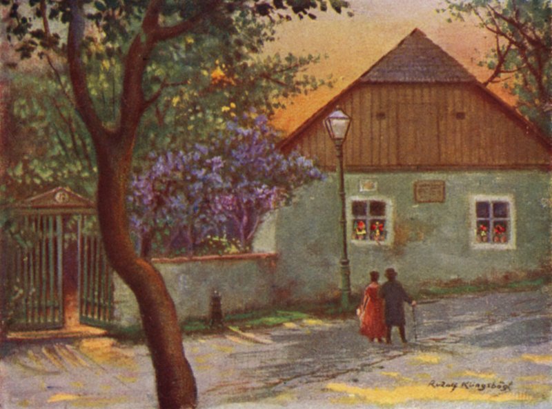 Venkovský dům Johanna Strausse na vídeňském předměstí Salmannsdorf (barevné lito) od Rudolf Klingsbogl