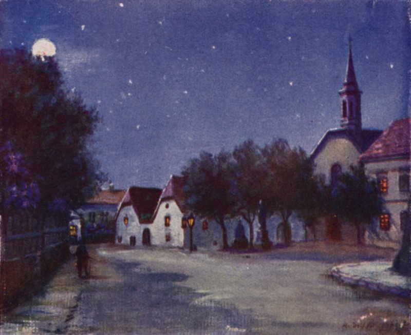 Staré Pfarrplatz v Heiligenstadt (barevné lito) od Rudolf Klingsbogl