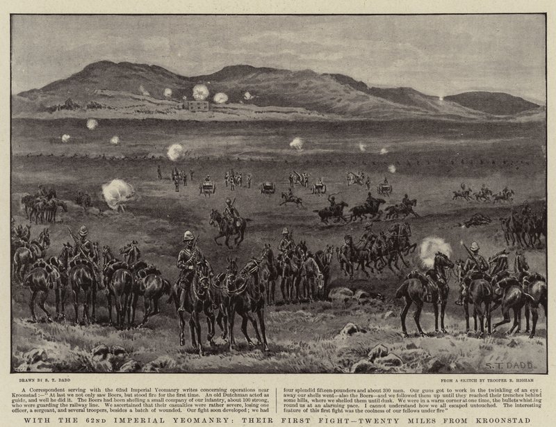 S 62. Imperial Yeomanry, jejich prvním bojem, dvacet mil od Kroonstadu od S.T. Dadd