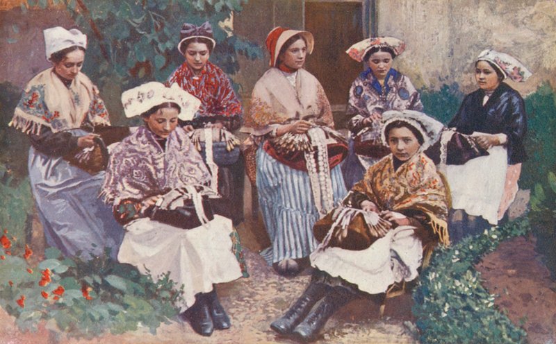 Skupina šněrovaček (barevná litografie) od Sabine Baring Gould