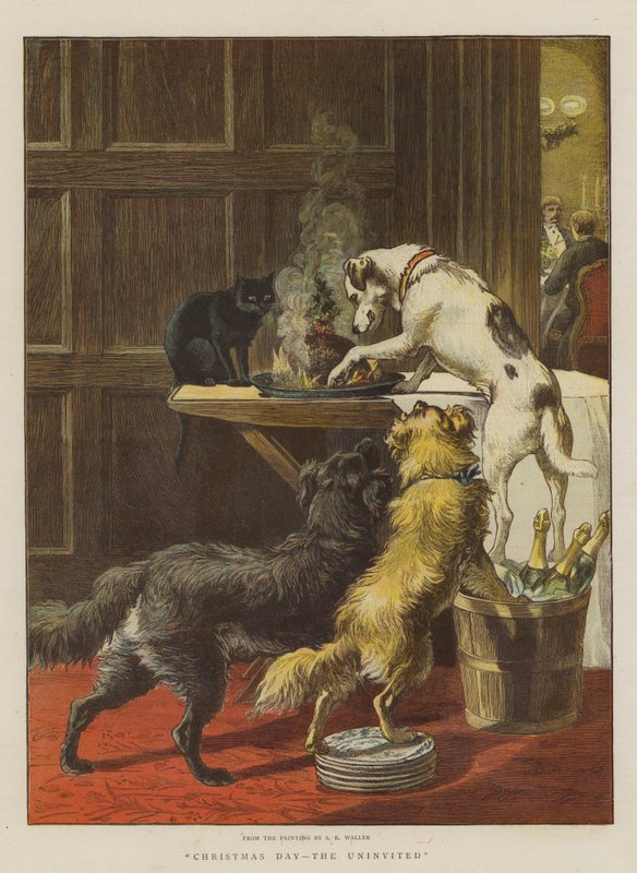 Štědrý den, nezvaní (chromolitho) od Samuel Edmund Waller