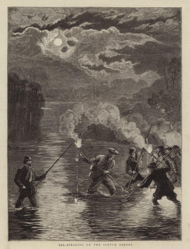 Eel-Spearing na skotské hranici od Samuel Edmund Waller