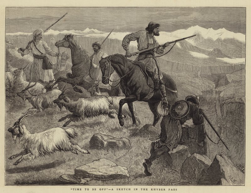 Čas odejít, skica v průsmyku Khyber od Samuel Edmund Waller