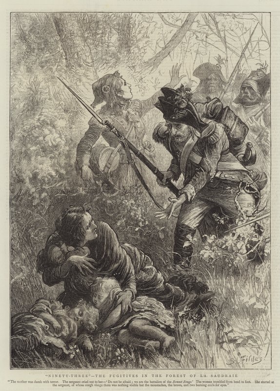 Devadesát tři, Uprchlíci v lese La Saudraie od Samuel Luke Fildes