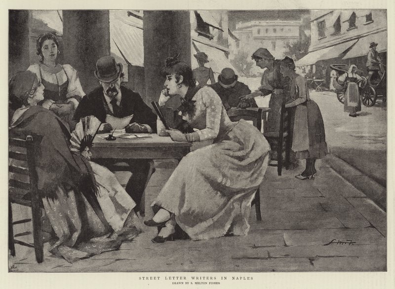 Pouliční spisovatelé dopisů v Neapoli od Samuel Melton Fisher