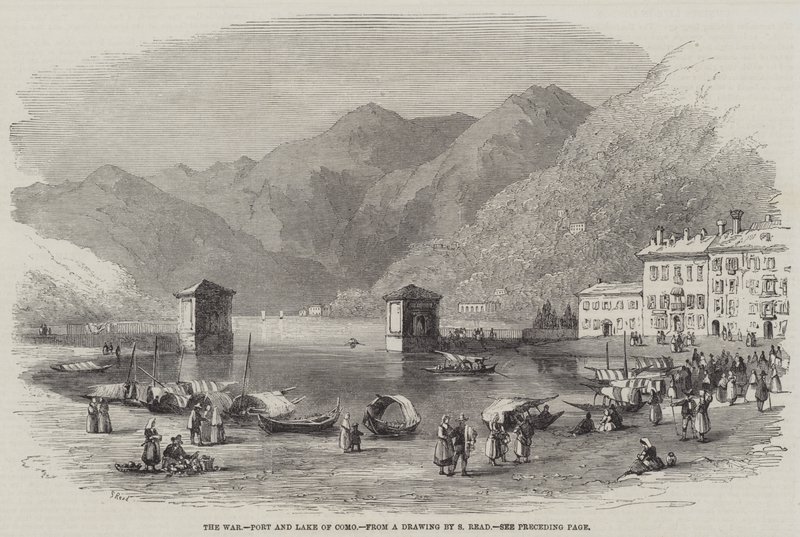Válka, přístav a jezero Como od Samuel Read
