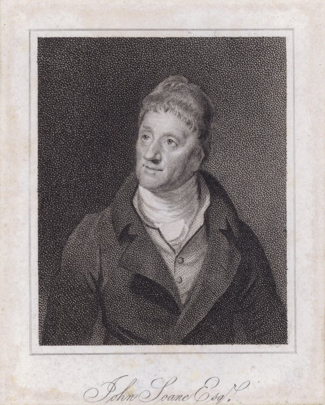 Sir John Soane , anglický architekt a sběratel (rytina) od Samuel (after) Drummond