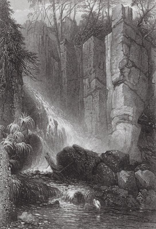 Austrálie: Cataract Gle, Mount Wellington, Tasmánie (rytina) od Samuel (after) Prout