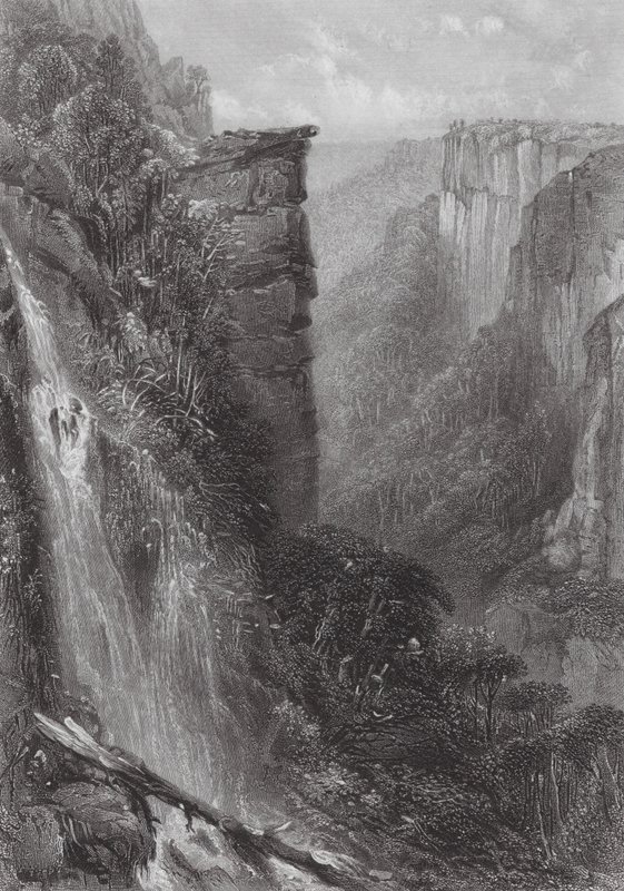 Austrálie: Fall of the Weatherboard (rytina) od Samuel (after) Prout
