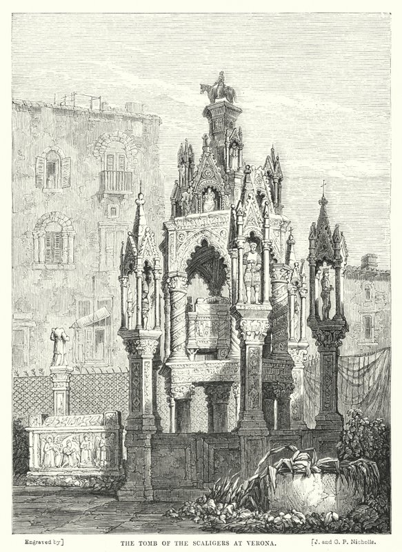 Hrob Scaligerů ve Veroně (rytina) od Samuel (after) Prout