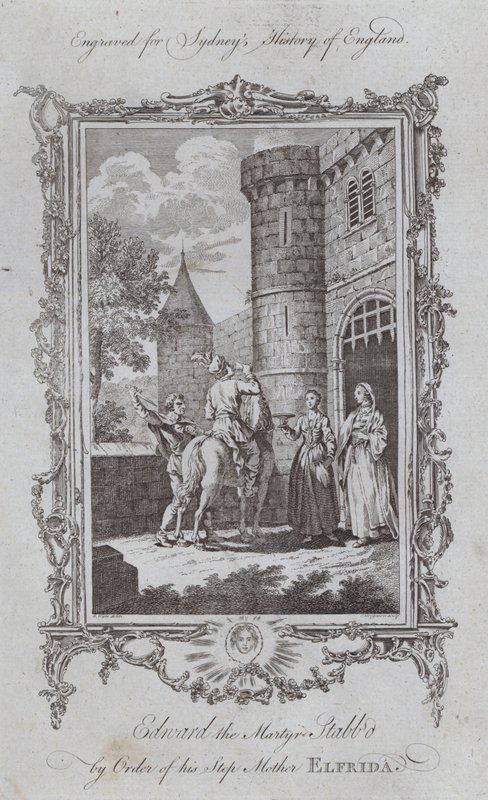 Edward mučedník probodaný řádem svého nevlastního matka Elfrida (rytina) od Samuel (after) Wale