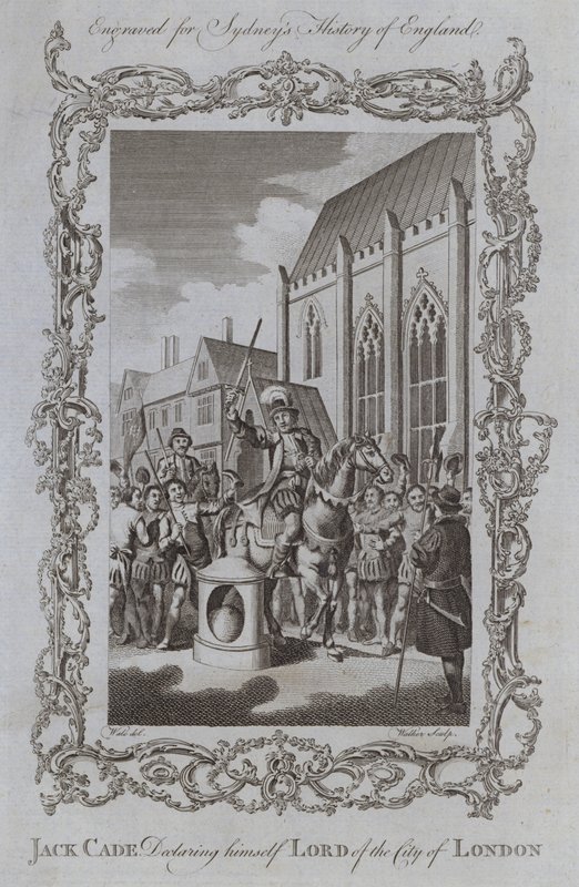 Jack Cade se prohlašuje za Lorda of the City of London (rytina) od Samuel (after) Wale