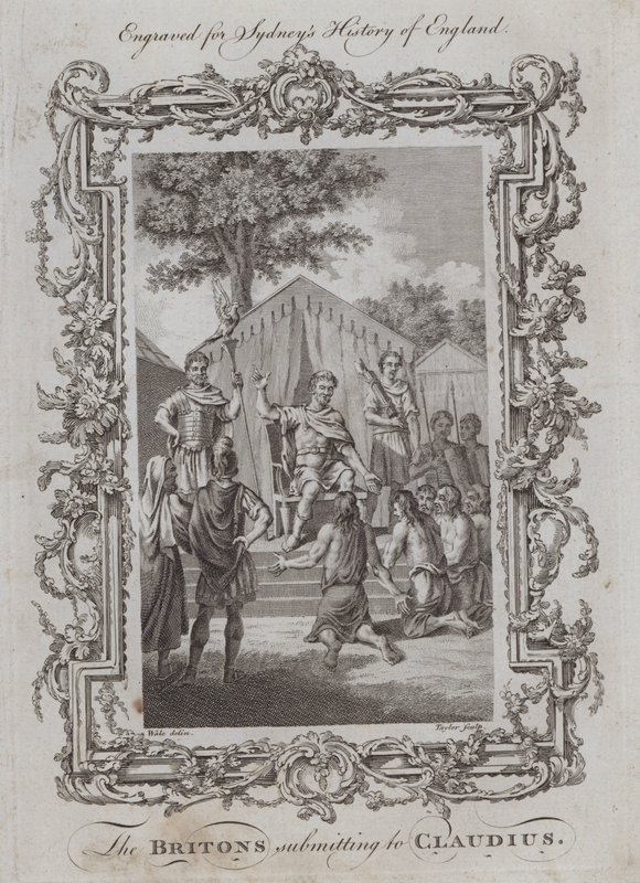 Britové se předkládají Claudiusovi (rytina) od Samuel (after) Wale