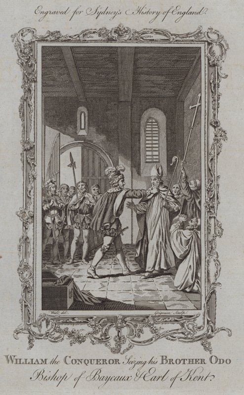 Vilém Dobyvatel zabavuje svého bratra Oda biskupa z Bayeux a hraběte z Kentu (rytina) od Samuel (after) Wale