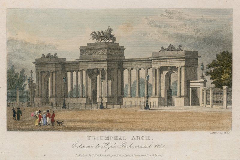 Triumphal Arch, vchod do Hyde Park Corner, Londýn, postavený v roce 1827 od Samuel Rawle