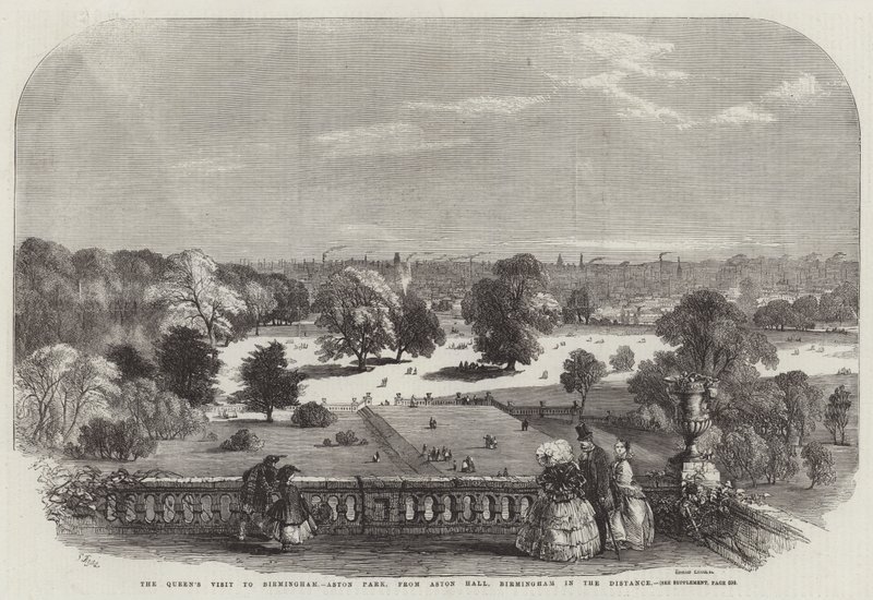 Návštěva královny v Birminghamu, Aston Park, z Aston Hall, Birmingham v dálce od Samuel Read