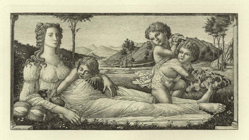 Venuše ležící s Amorem od Sandro Botticelli