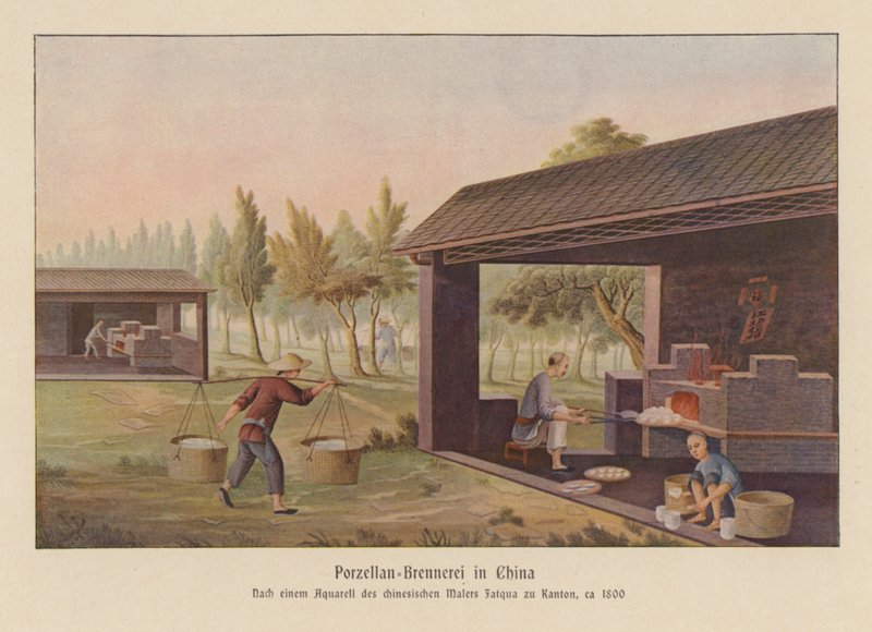 Výroba porcelánu v Číně (barevná litografie) od School Chinese
