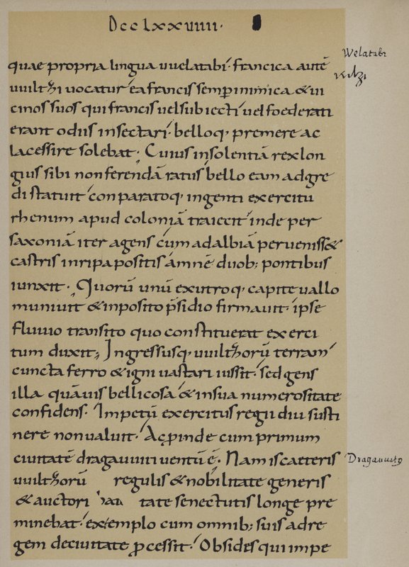 Popis přechodu Karla Velikého přes řeku Labe, 789 (litho) od School German