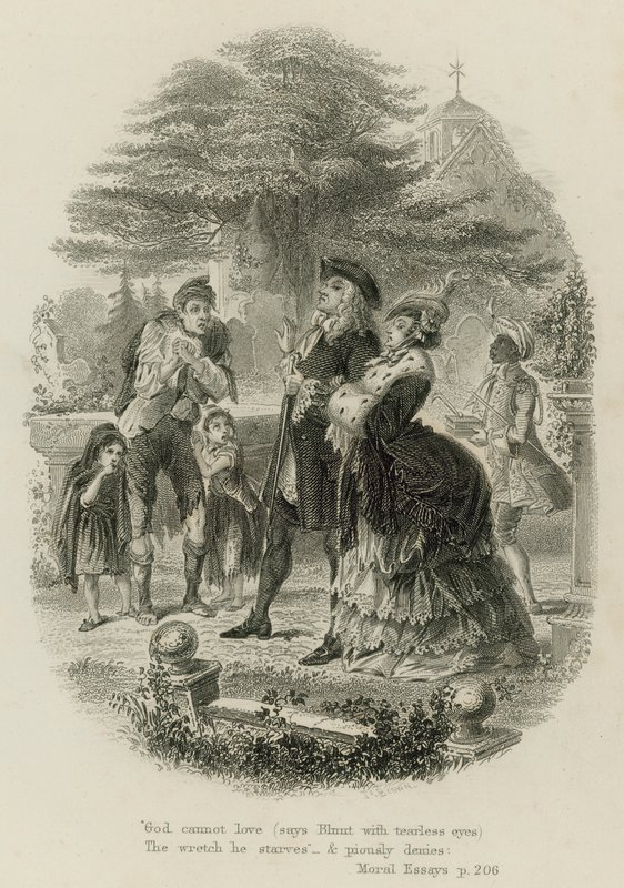 Scéna z morálních esejí, od Alexandra Popea (rytina) od Scottish School