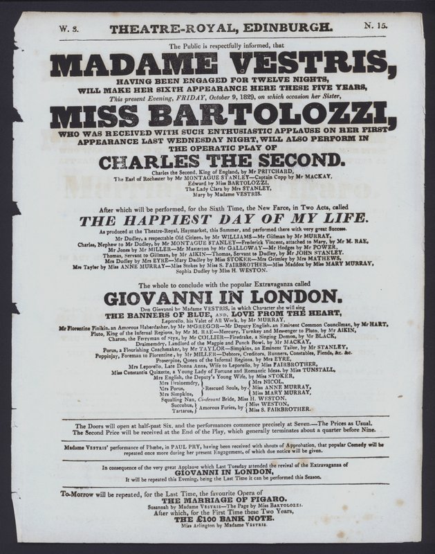 Divadelní program pro Theatre Royal, Edinburgh, 9. října 1829 (litho) od Scottish School