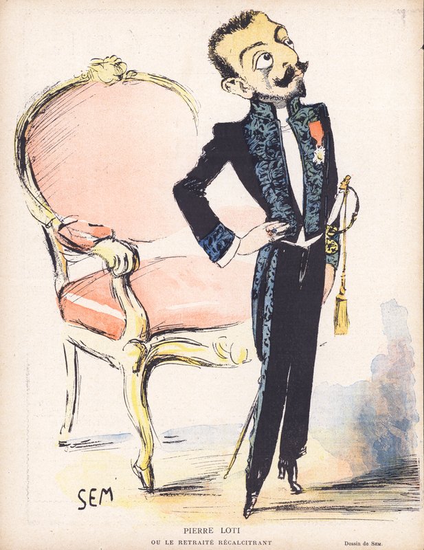 Pierre Loti , francouzský námořní důstojník a romanopisec (barevné litho) od Sem