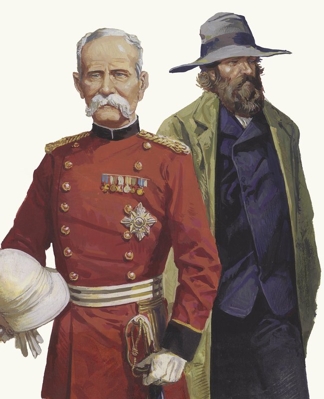 Búrská válka: Lord Roberts a Pier Cronje (kvaš na papíře) od Severino Baraldi