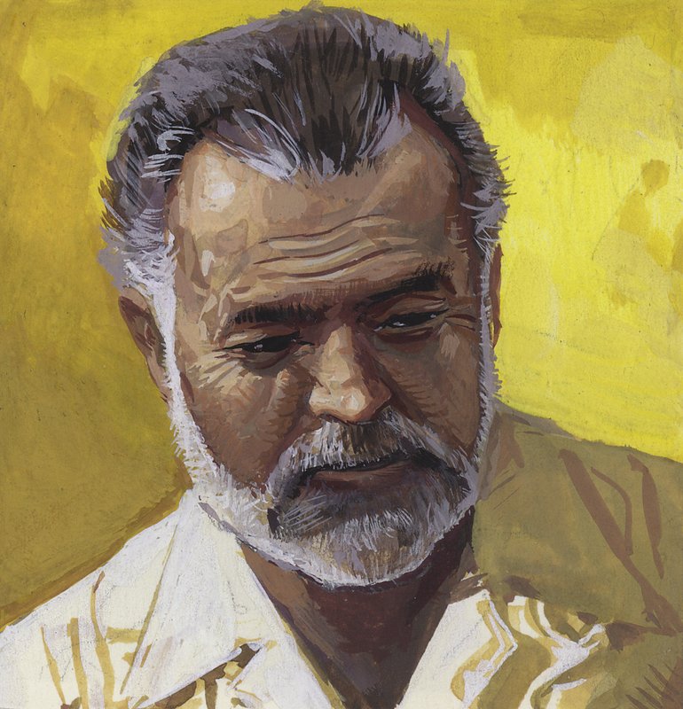 Ernest Hemingway (kvaš na papíře) od Severino Baraldi