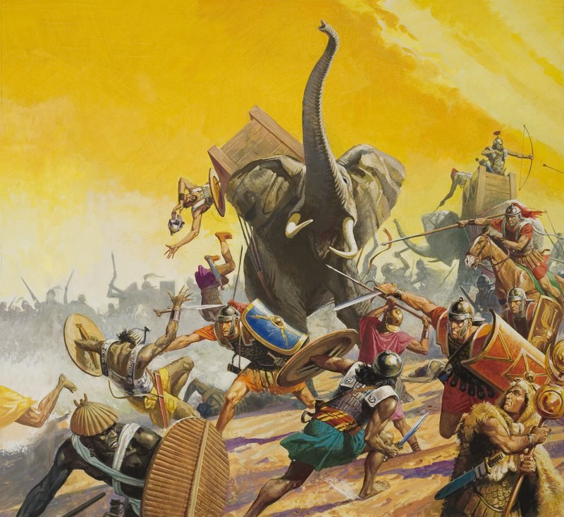 Hannibal a Scipio (kvaš na papíře) od Severino Baraldi