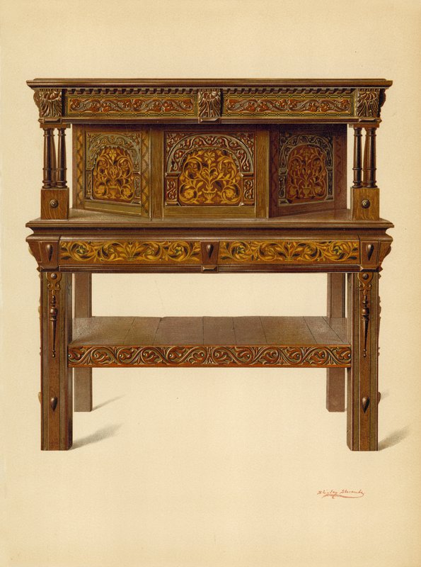 Oak Standing Buffet, majetek Edwarda Quiltera (chromolitho) od Shirley Charles Llewellyn Slocombe