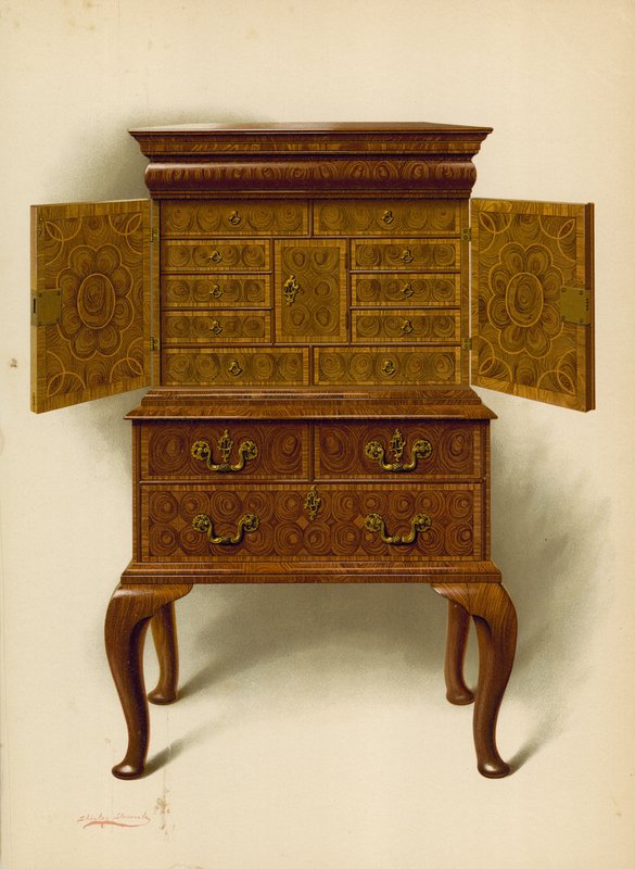 Walnut Cabinet, majetek Edwarda Denta (chromolitho) od Shirley Charles Llewellyn Slocombe