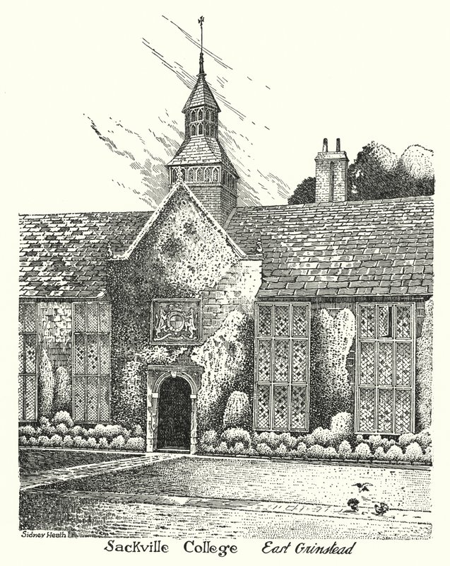 Sackville College, East Grinstead (rytina) od Sidney Heath