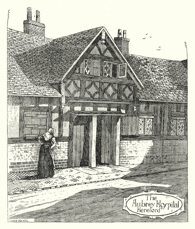 The Aubrey Hospital, Hereford (rytina) od Sidney Heath