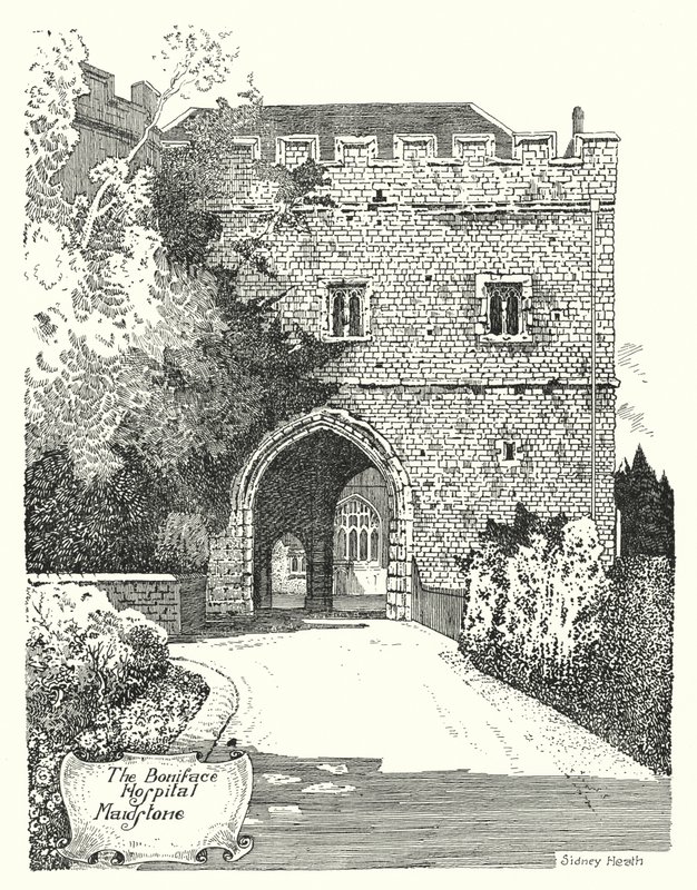 The Boniface Hospital, Maidstone (rytina) od Sidney Heath
