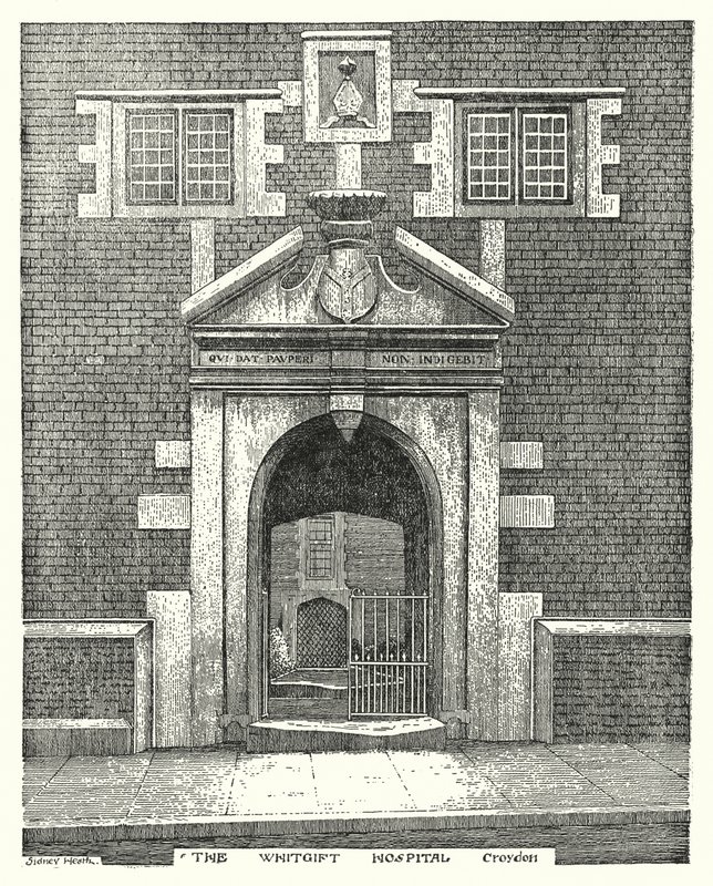 The Whitgift Hospital, Croydon (rytina) od Sidney Heath