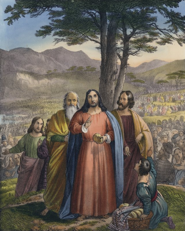 Kristus sytí zástup (barevná rytina) od Siegfried Detler Bendixen