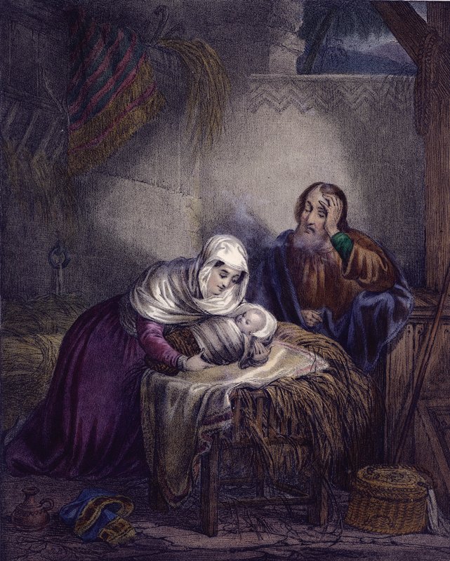Narození Krista (barevná litografie) od Siegfried Detler Bendixen