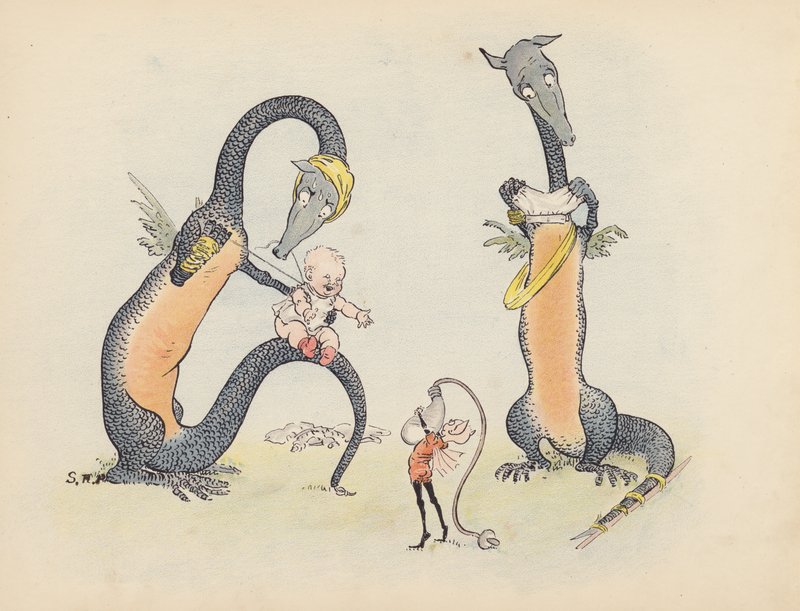 Ilustrace k Malým dvojčatům od S. Rosamond Praeger (barevná litografie) od Sophia Rosamond Praeger